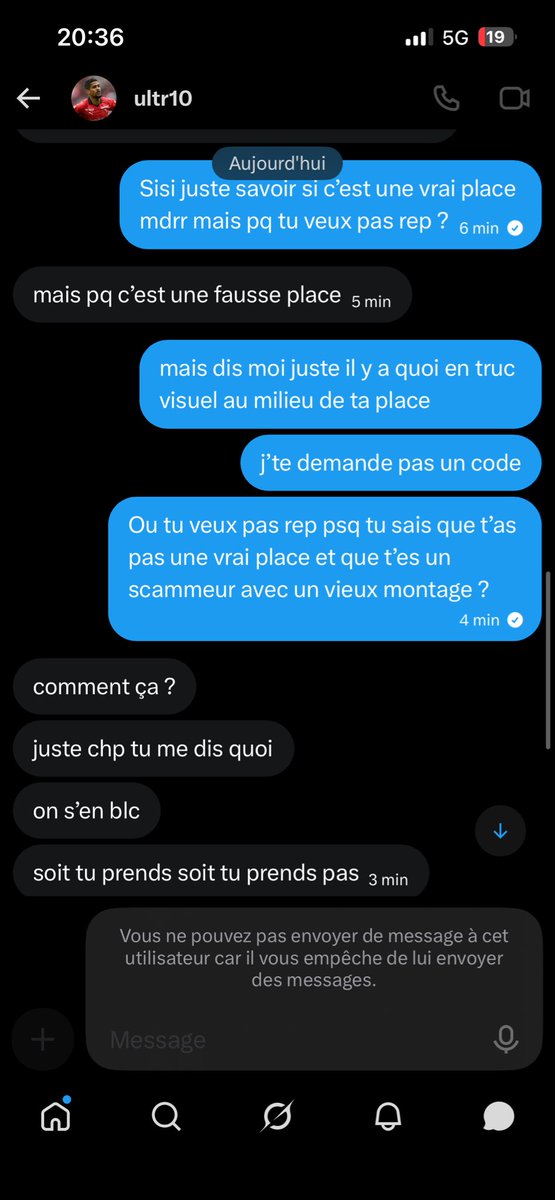 Laroddd's tweet photo. Faites attention à vous les gars encore un arnaqueur 
N’oubliez pas les places ne sont pas encore telechargeable donc faites attention 🙏🏼🙏🏼
Il m’a bloqué mais je pense qu’il va en dm plus d’un
Jsp si qqn peut le ban ?
#SRFC https://t.co/1Aljzu0Boy