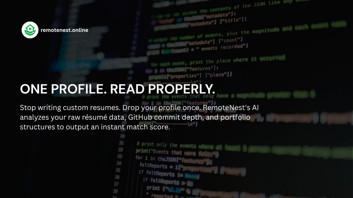 litewavehq's tweet photo. Stop tweaking resumes. Start shipping. 💻
RemoteNest reads your real code to match you to full-time Jobs, Gigs, and Bounties instantly. Transparent. Frictionless.
Built by Litewave.
Create your free profile → https://t.co/AUY3XVxSZa