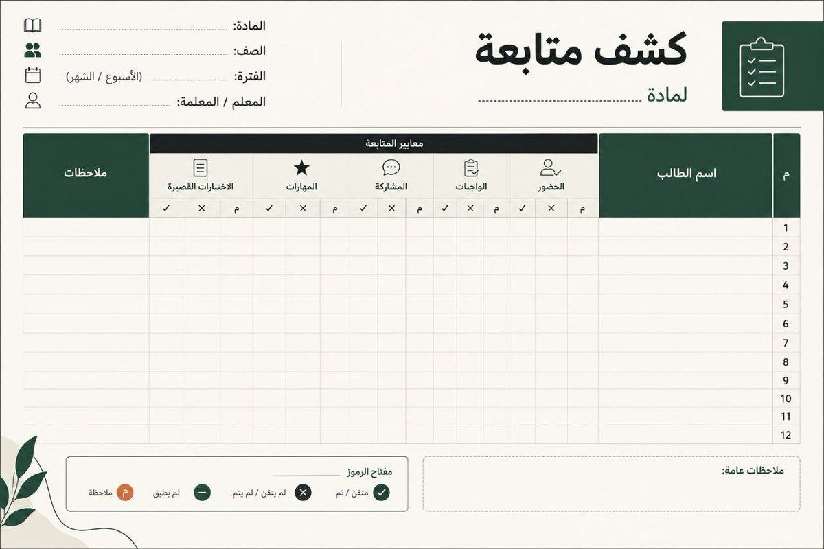 AI_News_AR's tweet photo. اذا اسماء طلابك جاهزة
لا تعيد شغل كشف المتابعة من الصفر
جبت لكم برومبت لـ ChatGPT
الصقوا الاسماء وحددوا وش تبون تتابعون
وهو يرتبها بكشف جاهز بنفس الاسماء
والبرومبت بالصورة عشان تجربونه مباشر https://t.co/Wpot8oSKMu