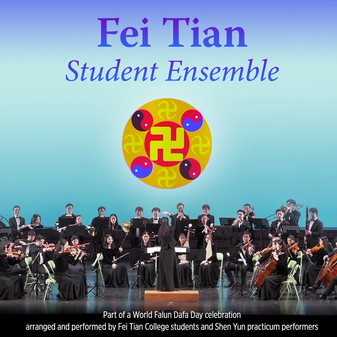 ShenYunCreation's tweet photo. On World Falun Dafa Day, students of Fei Tian arranged and performed orchestral renditions of two songs to celebrate this special day.

The first piece is an arrangement of the song “Dafa Leads Back to Heaven” by D.F. Lyrical lines flow from flutes to solo violin, then drop down to the alto voices of second violins and violas.

https://t.co/xFHUuzYYb0