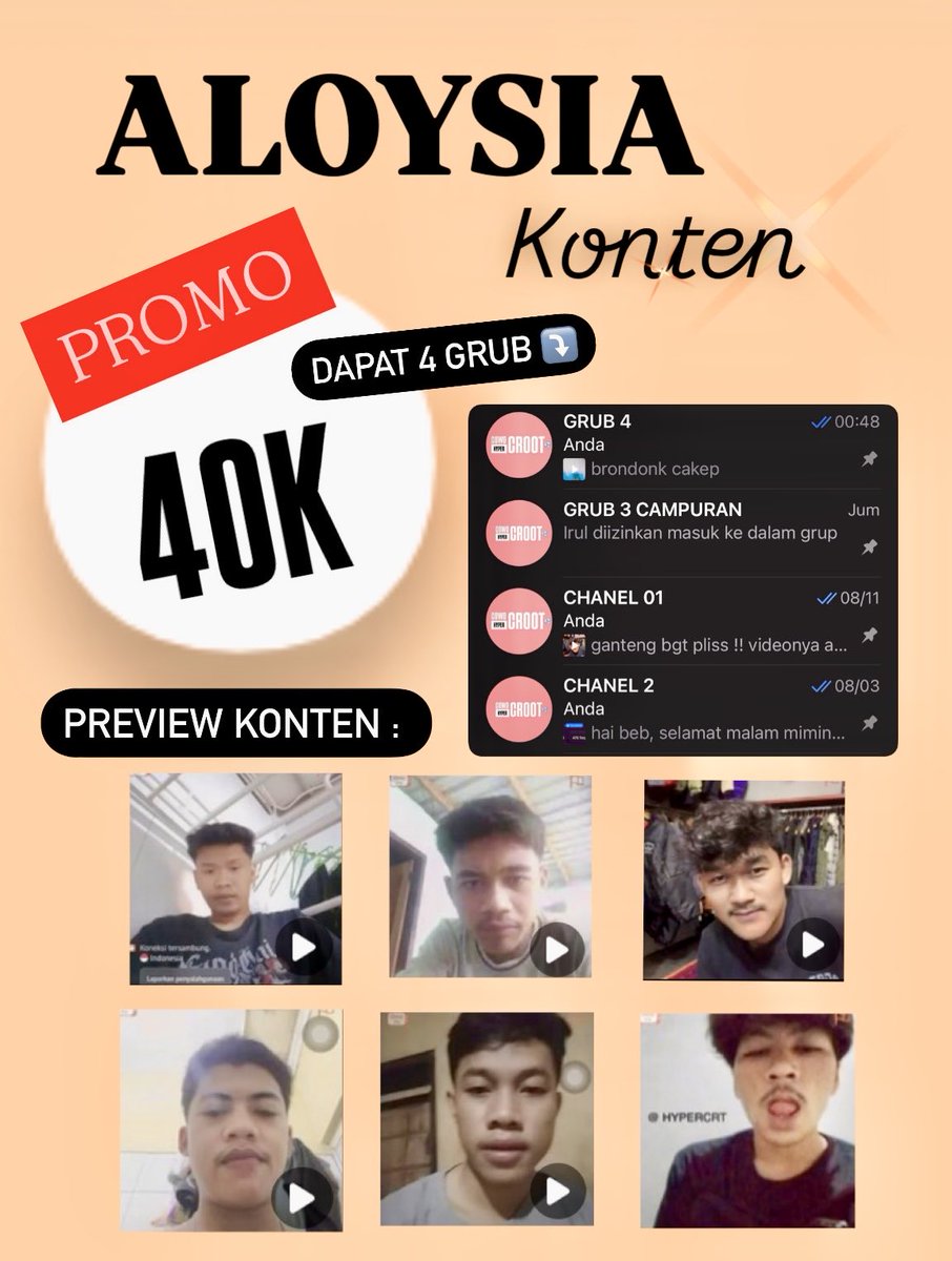 koleksialoy's tweet photo. SPECIAL PROMO ❤️ 
💸40rb dapat 4 GRUB

100% Hasil Prank Pribadi
RARE KONTEN, TIDAK ADA DI GRUB LAIN 🔥‼️

JOIN NOW⤵️ Koleksi by Aloysia
https://t.co/LI2N98r9Vk

Hanya 1x Bayar Permanen &amp; Bergaransi 🥰 https://t.co/jPxtQfW2Br