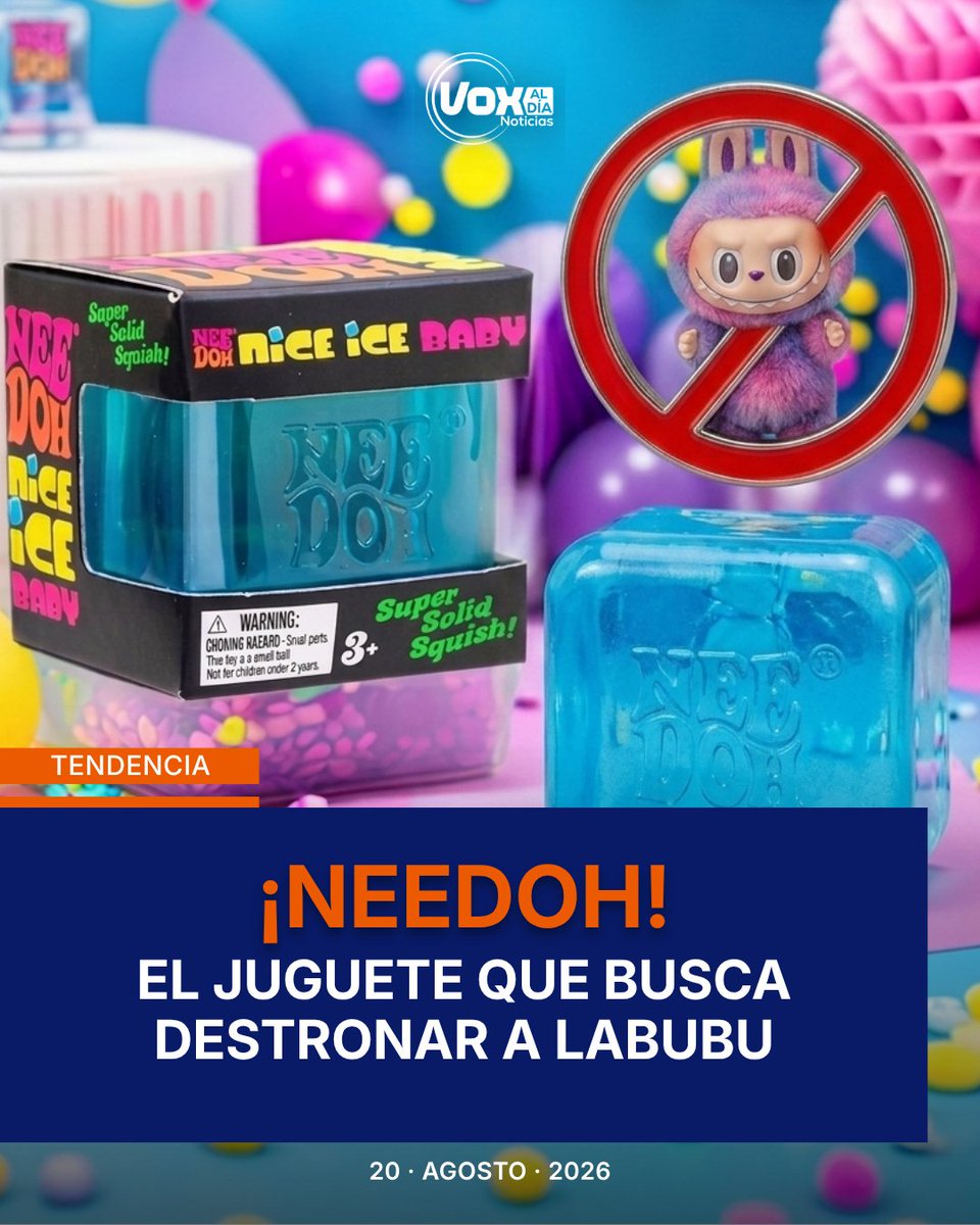 Voxaldia's tweet photo. NeeDoh se convirtió en un fenómeno viral en 2026. Sus juguetes blandos y antiestrés provocaron furor en redes, productos agotados y hasta el llamado “NeeDoh hunting”.

Una demanda en EE. UU. también alega riesgos con algunos modelos expuestos al calor.

#VOXAlDía #Juguetes #Viral https://t.co/nJNdGduyTH