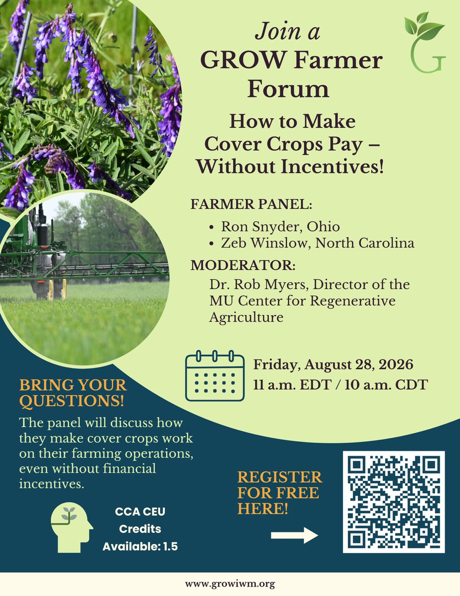 SoyResearchInfo's tweet photo. @GetRidOfWeeds is hosting How to Make Cover Crops Pay – Without Incentives, https://t.co/xnvFO8Rav4, on Friday, August 28, 11 am ET/10 am CT. Learn how OH and NC farmers maximize weed suppression, fertility and soil health benefits. 
Register: https://t.co/mBDLoHkTp5
#SoyCheckoff https://t.co/gv2D4CXGuE