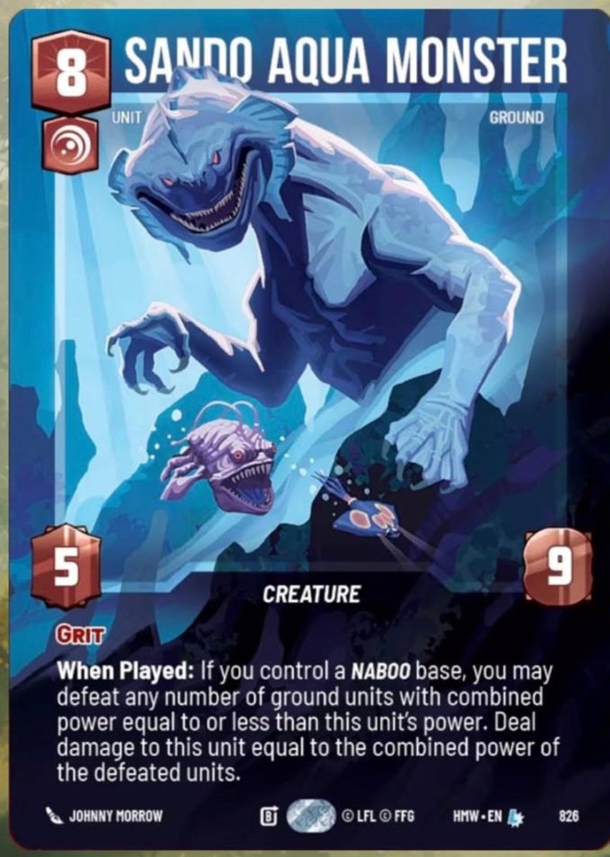 HauseCard's tweet photo. 🟩🟫 Star Wars Unlimited: Homeworlds 🌐 
Nuevas cartas reveladas del set 9.

🟨THERM SCISSORPUNCH

🟥 SANNO AQUA MONSTER

🟦🟩⬜Hunter 

🟦⬜Yord Fandar 

#SWU #StarWars #StarWarsUnlimited https://t.co/xG3X3rtkaP