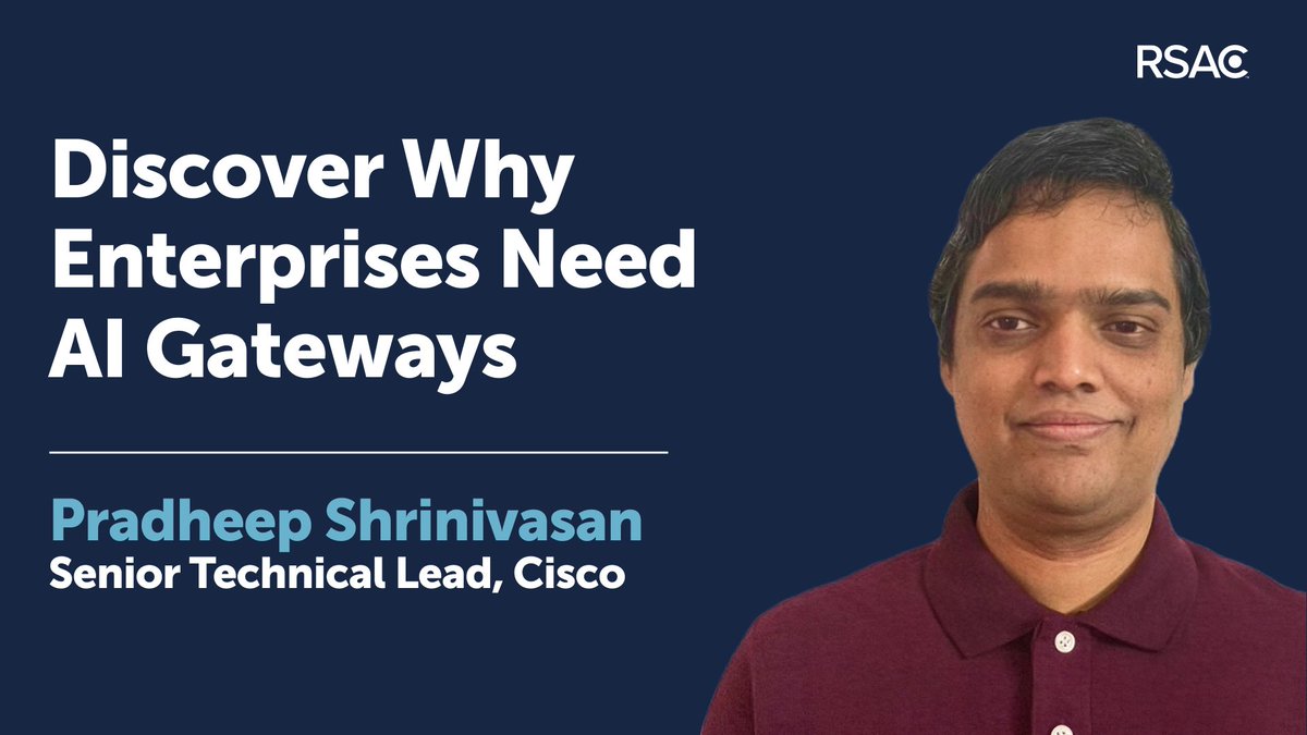 OneRSAC's tweet photo. Your company's AI is talking to more systems than you think. Who's watching?

@Cisco's Pradheep Shrinivasan breaks down AI gateways: what they are, how they got here, and why security teams should be paying attention. https://t.co/oQgVSE8dob https://t.co/hzCMQtSE71