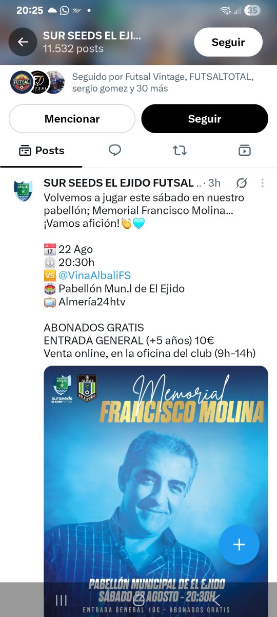 Lion7520's tweet photo. @VinaAlbaliFS @CDElEjidoFutsal Por este canal han anunciado q dará el ejido el partido del sábado 

https://t.co/MufuspuCrl https://t.co/3yCoizb7Sj