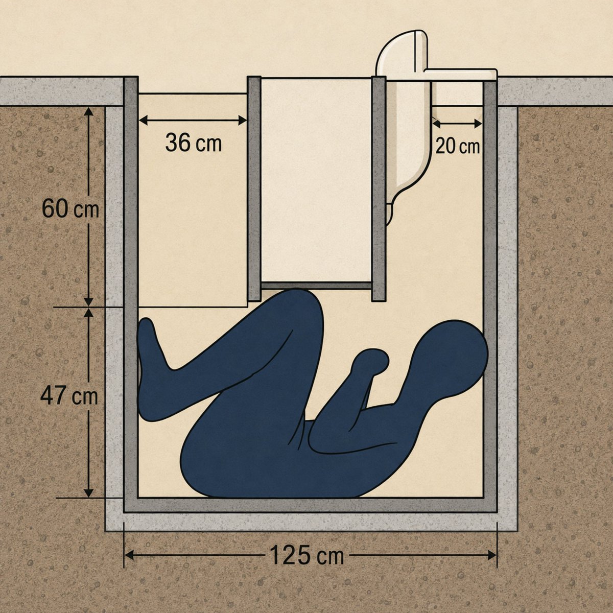 creepydotorg's tweet photo. In February 1989, a young schoolteacher in a small village in Fukushima, Japan, went to use the toilet in her home and noticed something strange inside the pit.

It was a shoe.

Confused, she went outside to check the septic tank connected to the toilet. Inside, she saw a human leg.

When police and local firefighters arrived, they found a man’s body stuck deep inside the narrow tank. The space was so tight that they could not pull him out. To remove him, they had to dig around the tank and break it open.

Once the body was washed, police identified the man as Naoyuki Kanno, a 26-year-old power plant worker who had been missing for four days.

He had been found curled on his back in the cramped space, with his knees bent and his hands crossed over his chest. He was naked from the waist up, and his face was turned toward the toilet opening.

The postmortem examination only raised more questions. There were no serious injuries and no signs of a struggle. Kanno had simply frozen to death inside the tank.

Police concluded that he had entered the tank on his own and ruled his death an accident, though they could not explain why he was there. The most common theory was that he had crawled inside to spy on women using the toilet.

But the official ruling had a serious problem. The opening of the tank was only about 14 inches wide, narrower than his shoulders. Many who knew him refused to believe that he could have squeezed through it by himself.

More than three decades later, how Naoyuki Kanno ended up inside that septic tank, and why, remains a mystery.