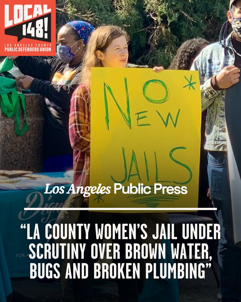 LApubdefunion's tweet photo. 1. Public defenders see the conditions our clients are forced to endure in LA jails.

At Century Regional Detention Facility, incarcerated women have reported brown foul smelling water, bugs coming from drains, mold, broken plumbing and even worm-like bugs in drinking water. https://t.co/M8gjOcBe8P