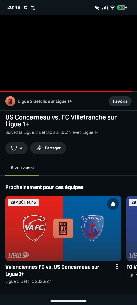 ErwanBreton2's tweet photo. @ligue1plus @Paris13Atletico @ligue1plus et @DAZN_FR bonjour est ce que c'est normal que le match de Concarneau ne fonctionne pas https://t.co/NFiKoN53i7