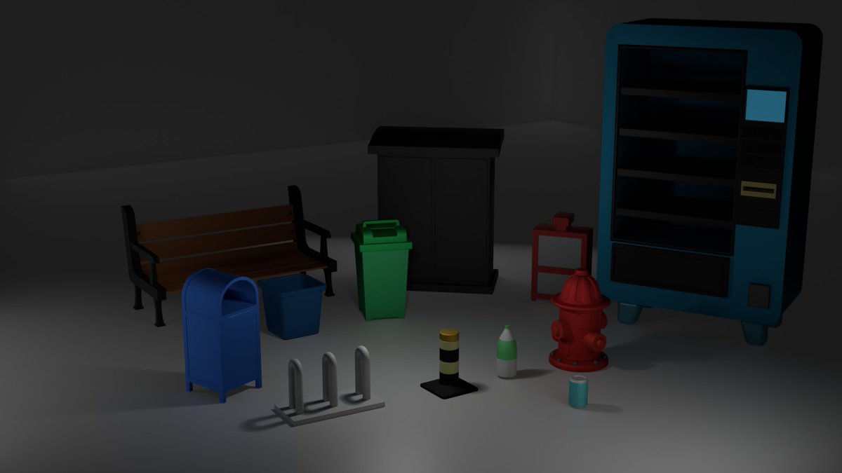 Cluderk's tweet photo. Been gone for a while, but I've been making stuff.
Here's my Stylized Urban Props Pack — 10 game-ready 3D assets I made in Blender.

It's available now for $1 or more:https://t.co/s4Ts3IxcoB

#Blender3D #GameDev #3DArt https://t.co/3ZLcEHZ8ST