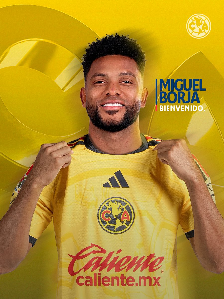 ClubAmerica's tweet photo. ¡Bienvenido al Club América, M. Borja! 💙🦅💛

#MiguelBorjaEsÁguila 👊 https://t.co/QmHKQzMvXO