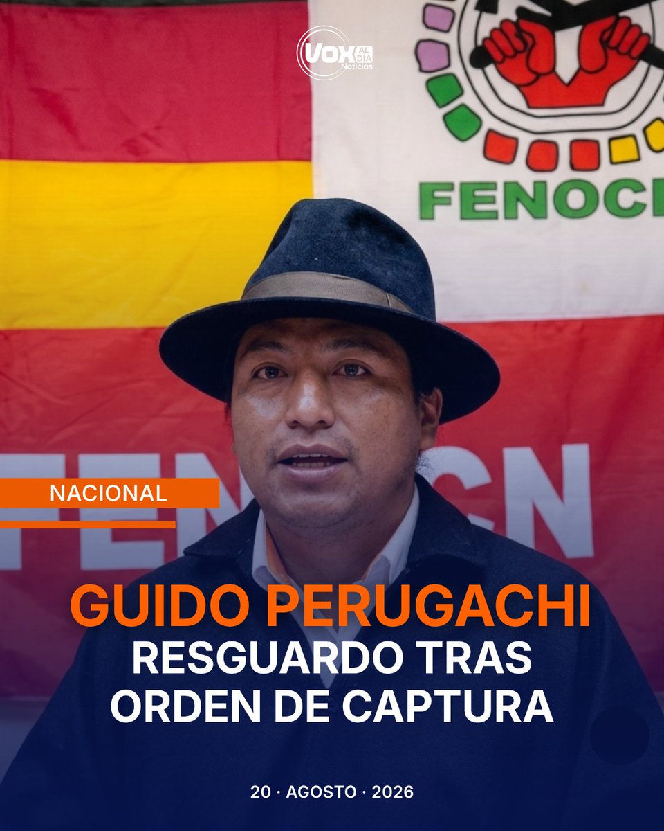 Voxaldia's tweet photo. El presidente de la FENOCIN permanece bajo resguardo tras una orden de prisión preventiva, localización y captura.

El proceso está relacionado con las movilizaciones de 2025 en Imbabura. Organizaciones indígenas respaldan al dirigente y cuestionan la medida.

#VOXAlDía https://t.co/eBvVce3Xl2