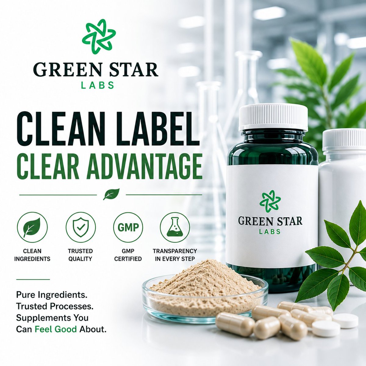GreenStarLabs's tweet photo. Clean label starts before the label.
It starts with ingredient decisions, formulation priorities, sourcing conversations, and a clear understanding of what your customer values.
What does “clean label” mean to your brand?
#CleanLabel #SupplementFormulation #IngredientSourcing https://t.co/uH0lRbtyaa