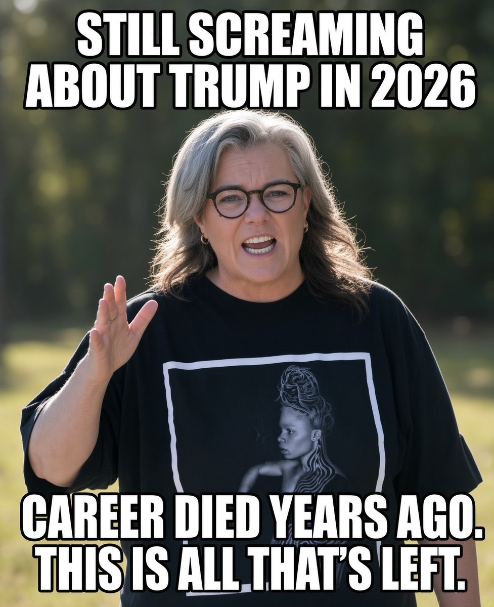 TrumpGirlLove's tweet photo. What say you? 

This is what a dead career looks like when it still has a pulse.
Rosie O’Donnell in 2026, still mid-scream about Trump, still crawling onto Kimmel’s show to attack staffers, still pretending anyone cares.

The face of pure, uncut irrelevance. https://t.co/snDSKOKYJ1