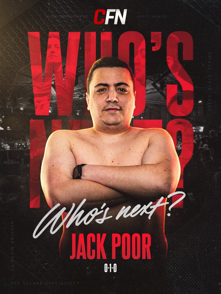 CryptoFightWeek's tweet photo. 🔥WHO'S NEXT FOR JACK POOR? 🔥

Who should @RealJackPoor fight next in the CFN Heavyweight division? 🥊 https://t.co/E0WiFFTbJi