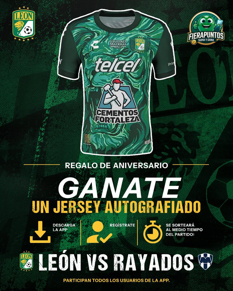 clubleonfc's tweet photo. 𝗥𝗘𝗚𝗔𝗟𝗢 𝗗𝗘 𝗔𝗡𝗜𝗩𝗘𝗥𝗦𝗔𝗥𝗜𝗢  🎁

Celebramos 82 años 🦁 y queremos hacerlo con ustedes.

Descarguen nuestra app, regístrense y participen por un JERSEY AUTOGRAFIADO 🤩.

📲 https://t.co/kn6e1NAPT4   

Este viernes en el medio tiempo del partido conoceremos al ganador. https://t.co/bx6EUVqTA2