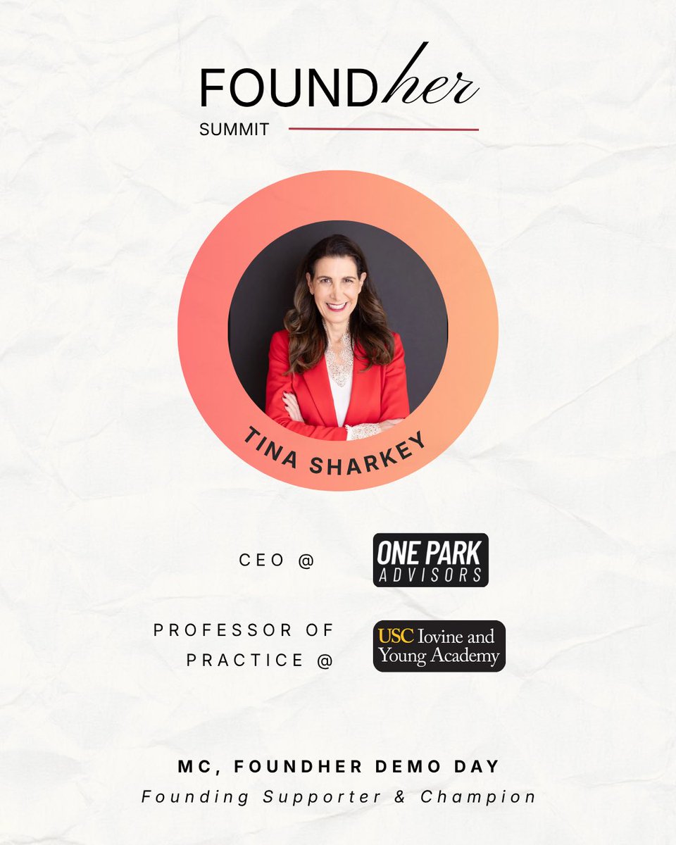 foundherhouse's tweet photo. So excited to have @TinaSharkey MC FoundHer Summit’s Demo Day 
Tina has been one of FoundHer House’s earliest and most important champions, and we’re so grateful to have her in our corner from the very beginning. https://t.co/TOrNqstiGD
