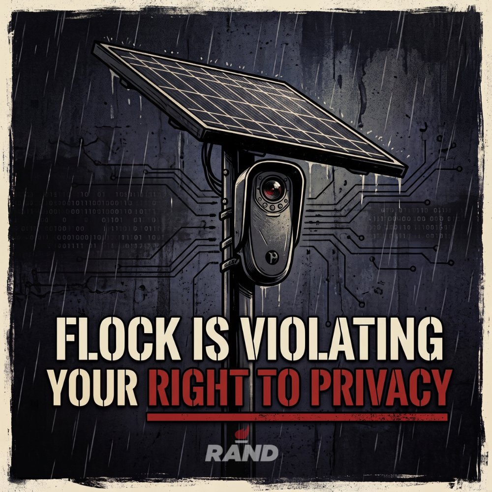RandPaul's tweet photo. Flock has 120,000 cameras tracking cars across America, no warrant required. Over 5,000 police agencies have signed on. This isn't crime fighting. This is mass surveillance of every American, and a violation of our 4th Amendment rights. https://t.co/LW67xSOAMN