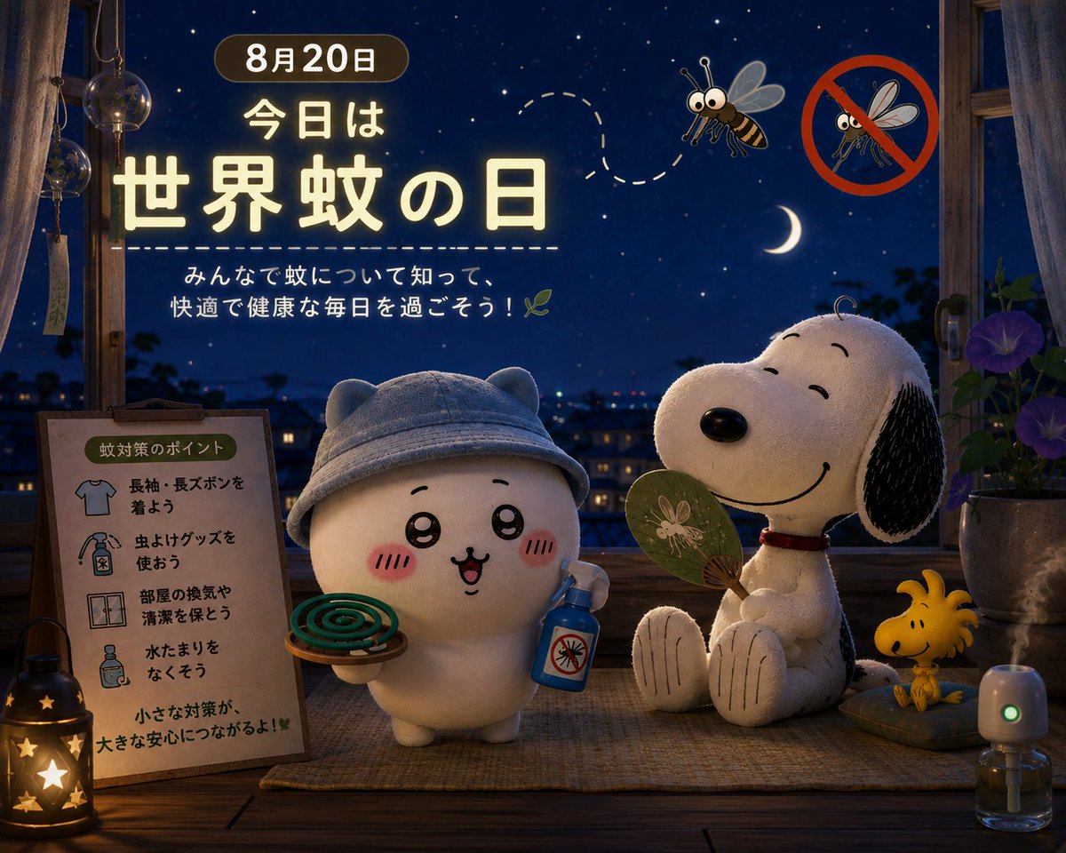 Kawa_Sno0's tweet photo. 「あ、刺されちゃった？ムヒあるよ」

今日8月20日は…
#世界蚊の日 https://t.co/CsPwhiqY7y