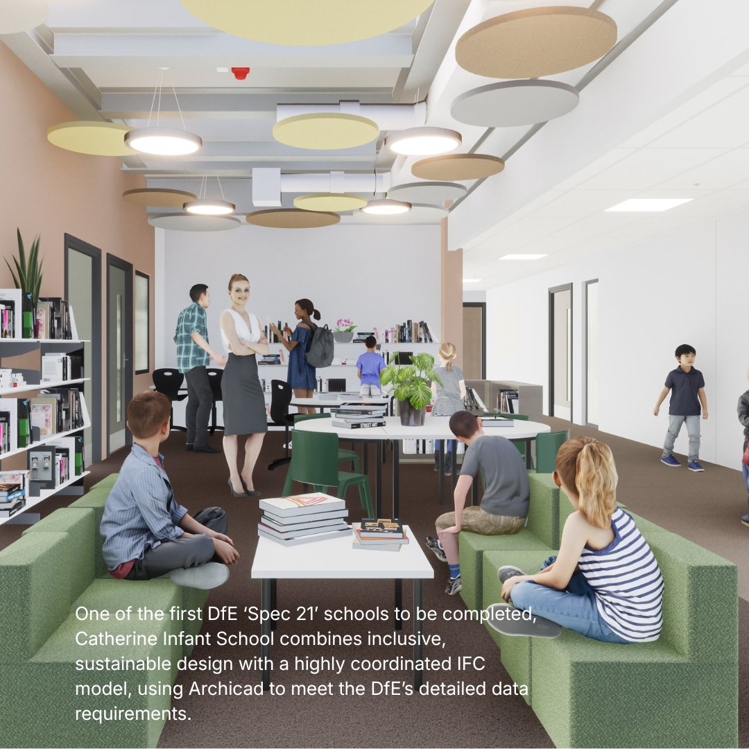 GraphisoftUK's tweet photo. @maberarchitects used Archicad to design the £14m Catherine Infant School in Leicester, combining inclusive spaces with net zero-ready design.

Swipe to see the visualisations. https://t.co/AwcLplSysp