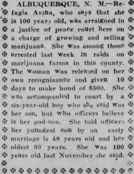 Gregory_Ego's tweet photo. 100 year old woman arrested for growing and selling marijuana...*in 1925*?!?!?! Source: The Daily Journal (Telluride, CO), August 17, 1925. #CannabisHistory https://t.co/M0WVmjXVfy