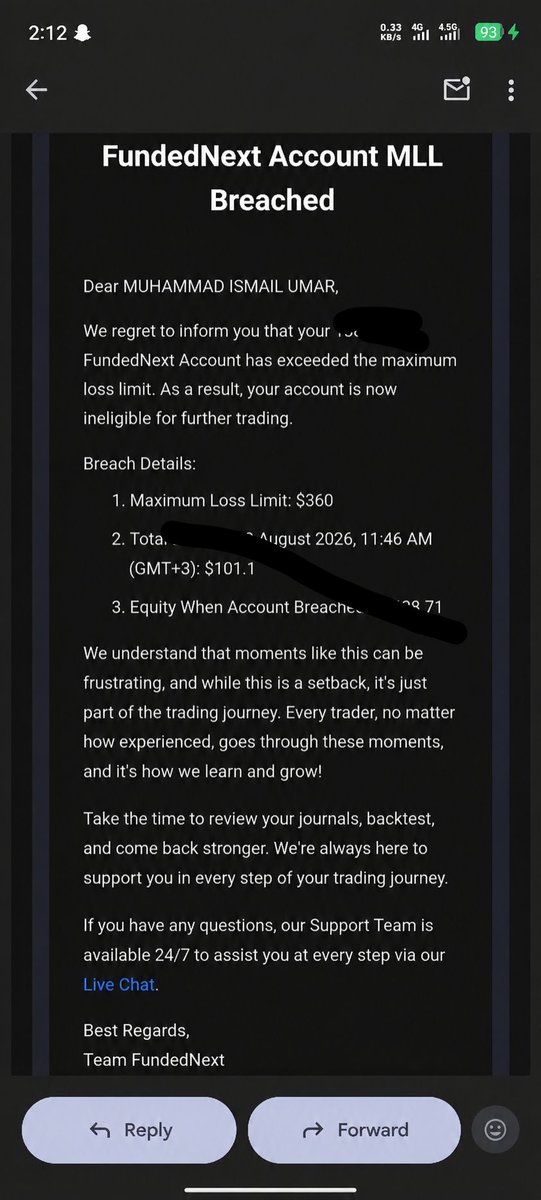 SAMARFX_17's tweet photo. @FundedNext My FundedNext account got breached, and it taught me an important lesson: when a loss comes, reduce your risk; and when a win comes, don’t increase your risk just because you feel confident. Traders 🧏 https://t.co/ExBaOi5OOd