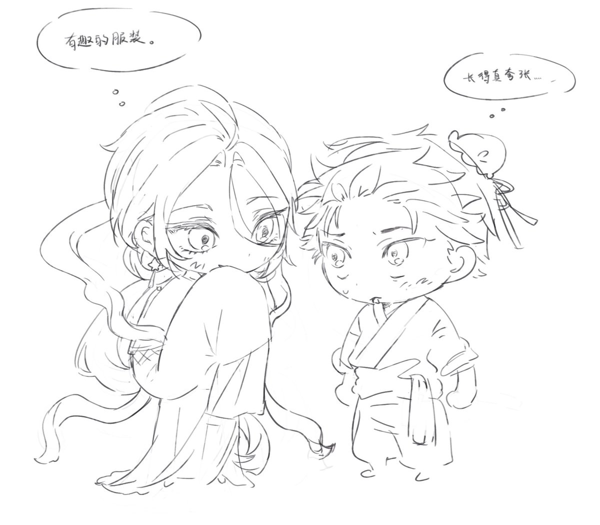 g320756's tweet photo. 其实还画了这个，也是ユス，所谓节日氛围额呵呵(，，，)衣服也好发型也好全都是我乱画的😖 https://t.co/ud2CyM3zaS