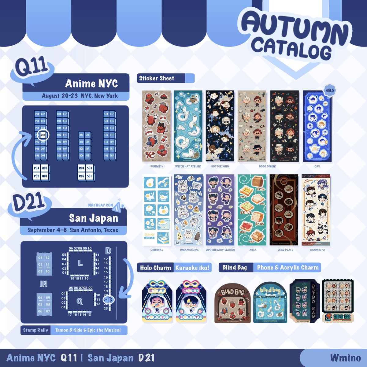 wminnnnno's tweet photo. ✨NEW CATALOG DROP for
#animenyc &amp; #sanjapan✨
I'll be at #anyc2026 and #sanjapan2026 this fall! Will also be celebrating my birthday on the trip!! Hope to see everyone there! (1/2) https://t.co/0B8O1zcI9o
