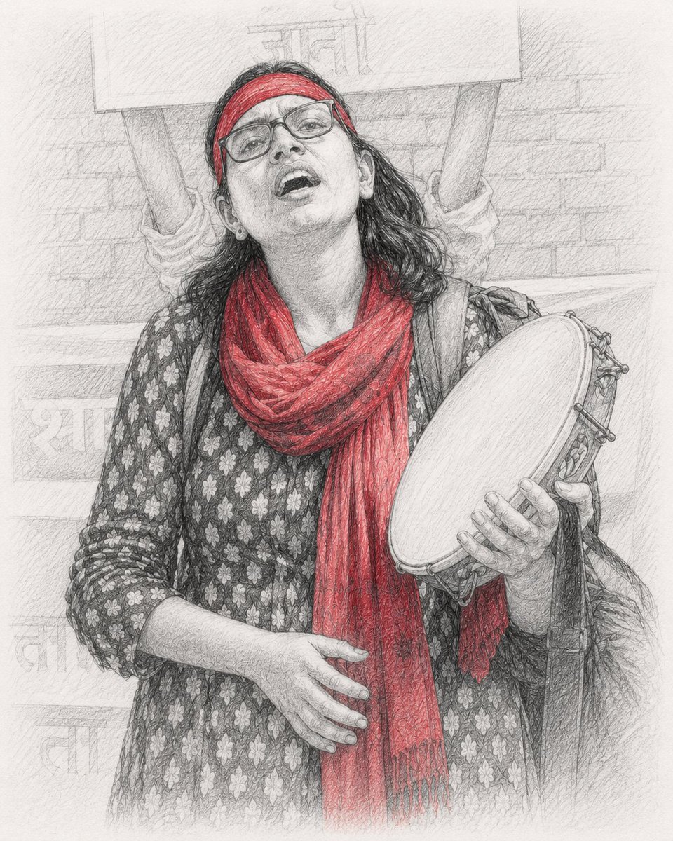 RahulSeeker's tweet photo. Aakriti is in jail for 5 months under NSA which permits incarceration for up to a year without trial for her role in Noida Workers protests.

Now in jail, she is teaching the children of women inmates. 🐒

UP Govt alleges a book “Great Martyrs of the Indian Revolution” was recovered from her. 🐒

Not only that she also joined a “library in Karawal Nagar, Delhi” run by a co-accused.

UP Govt also found that she is a member of Revolutionary Workers Party of India (RWPI)..... which is not a banned organisation. 🐒 

In fact in 2024 Lok Sabha election RWPI fielded candidates in six constituencies. 🐒 

---------------------
Chronology :
Aakriti was picked up by some plain cloth policemen on April 11 at 7.04 p.m. from Botanical Garden metro station.

And, She is accused of inciting violence on 13 April in Noida Workers protests.

And her counsel told the court that police summoned her on a B-warrant on April 17 in the case. 

Also, in one chargesheet, Akriti’s phone is said to have been found in her bag at a location near the Noida Phase 2 police station on April 26.
🐒🐒🐒 
---------------------

After completing her MA in modern history, Aakriti qualified for the National Eligibility Test (NET) and was currently preparing for research.

And nevertheless, she used to educate children and women domestic workers in slums.

But the most serious concern is that she can sing, being a theatre artist. Very dangerous.

I think she should be shown no mercy and be allowed to rot for the next few hundred years in jail.
----------------

Because only an artist can blatantly yet beautifully tell the naked king that he is naked.