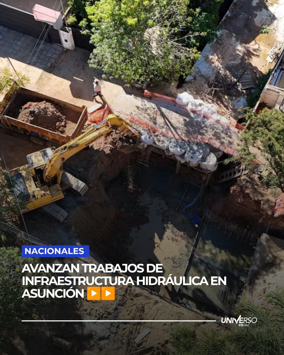 Universo970py's tweet photo. #Nacionales | Avanzan trabajos de infraestructura hidráulica en Asunción ▶️▶️

🔹 La Municipalidad de Asunción avanza con obras de infraestructura hidráulica en las cuencas Santo Domingo, Isabel La Católica y San Antonio, consideradas zonas estratégicas de la capital.

🧏🏽 Los trabajos incluyen la instalación de alcantarillas, construcción de sumideros y adecuación de redes de servicios básicos afectadas por las excavaciones.

👉🏽 Las obras continúan con maquinaria y cuadrillas operativas, en coordinación con las empresas contratistas, con el objetivo de mejorar el sistema de drenaje y reducir el impacto en el tránsito.

💻#HoyPy
📻#Universo970AM
