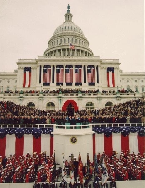 Bush41Library's tweet photo. Love our American flag like we do? Come see the star-spangled gifts President and Mrs. Bush received during their time in the White House in our brand new installation, "Gifts of The People: Old Glory," opening August 21, 2026!

Photo: January 20, 1989 | Photo ID: P00001-09 https://t.co/9TyAEuGXv4