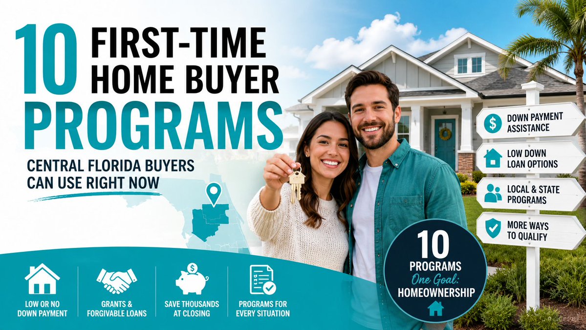 EricaDiazTeamRE's tweet photo. 20% down is a myth. These 10 programs prove it, some ask for $0. See what Central Florida first-time buyers qualify for now. 🔗 Click the link to read more!
https://t.co/JMX463MPyk https://t.co/uxrwelI6HT