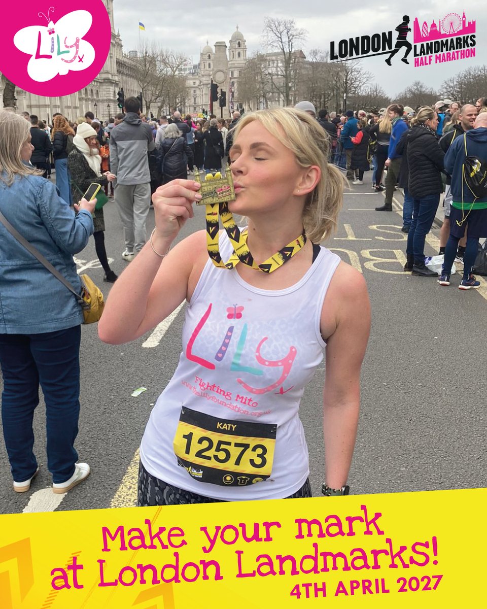 4Lilyfoundation's tweet photo. Run the 10th anniversary London Landmarks Half Marathon with Team Lily in 2027!🏃‍♀️✨

Join Team Lily for an unforgettable 13.1-mile journey through the heart of London and help support children and families affected by mitochondrial disease.

https://t.co/U1rgC3VcRT https://t.co/Qq5OGPND7y