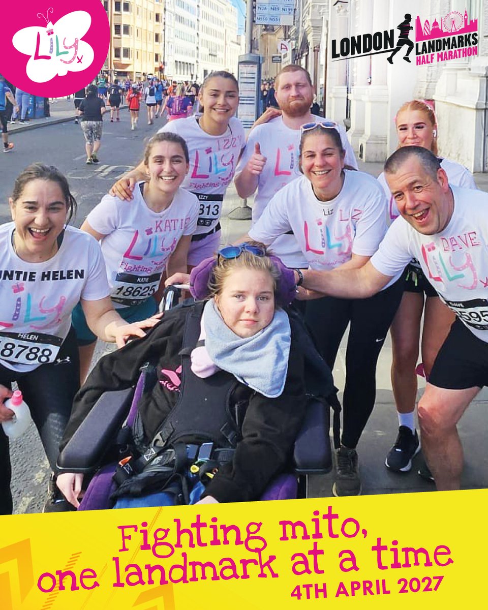 4Lilyfoundation's tweet photo. Run the 10th anniversary London Landmarks Half Marathon with Team Lily in 2027!🏃‍♀️✨

Join Team Lily for an unforgettable 13.1-mile journey through the heart of London and help support children and families affected by mitochondrial disease.

https://t.co/U1rgC3VcRT https://t.co/Qq5OGPND7y