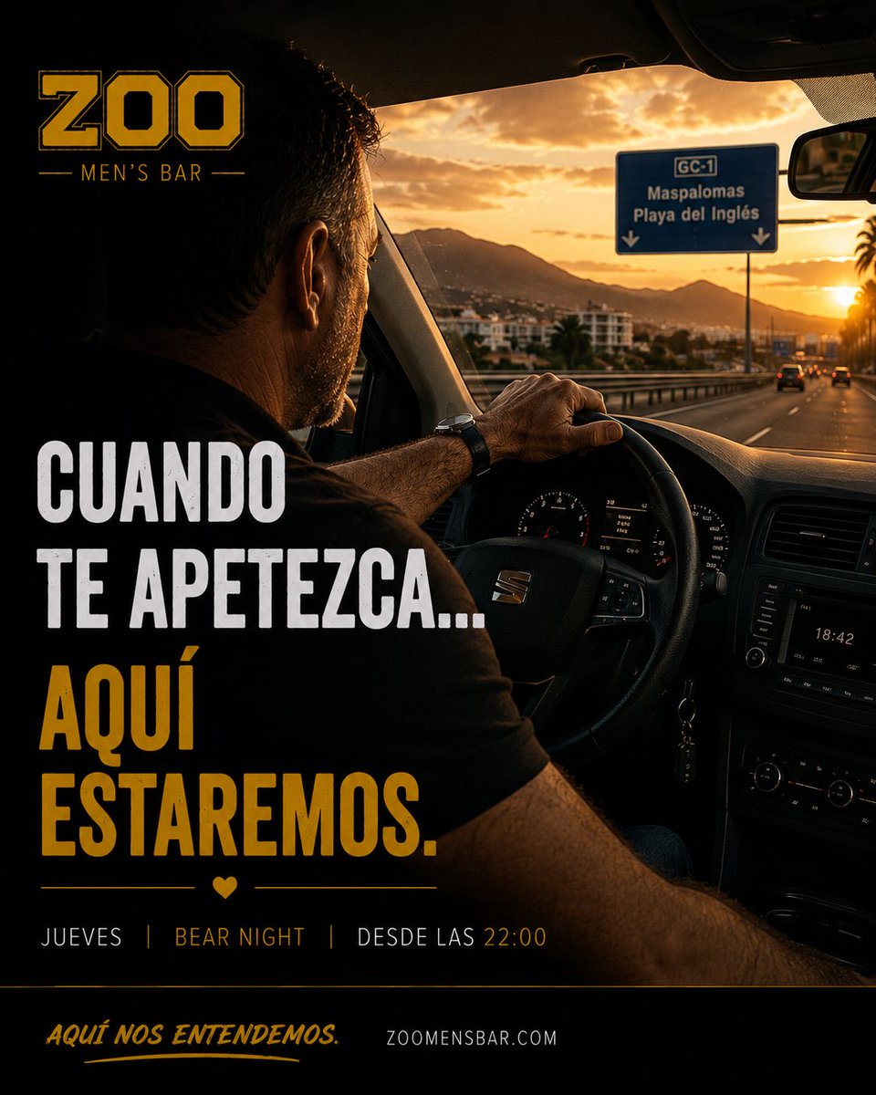 zoomensbarGC's tweet photo. CUANDO TE APETEZCA... AQUÍ ESTAREMOS.

Después del trabajo, después del gimnasio o simplemente cuando quieras desconectar.

En Zoo siempre encontrarás una buena bienvenida, ambiente donde relajarte.
Es noche de osos
https://t.co/l3iPwH4Qsn https://t.co/E9hvc1mOKp