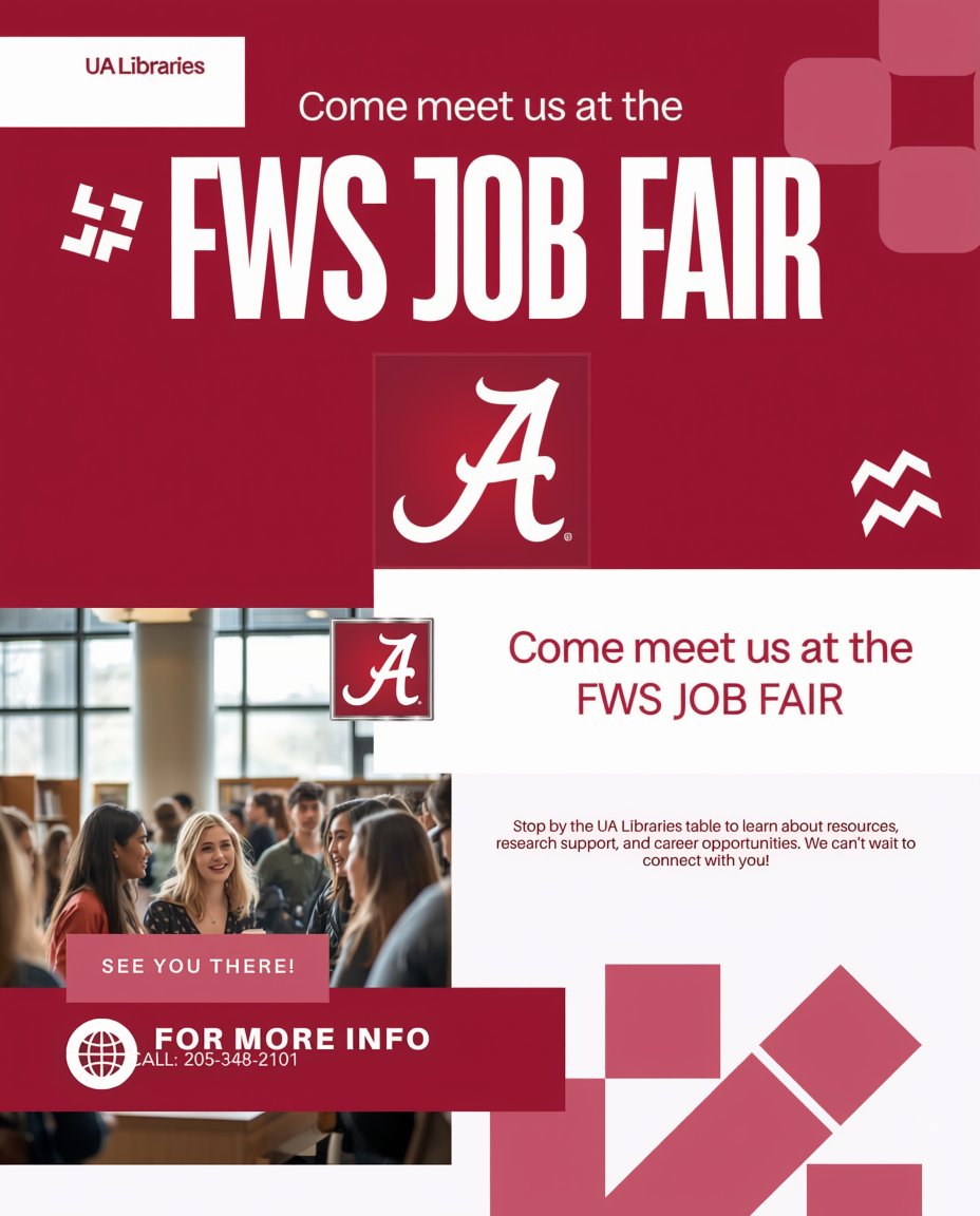 RodgersLibrary's tweet photo. Looking for a workstudy job? Why not check us out at the UA libraries table at the workstudy job fair tomorrow!
#wherelegendsaremade https://t.co/TGrSbP4woE