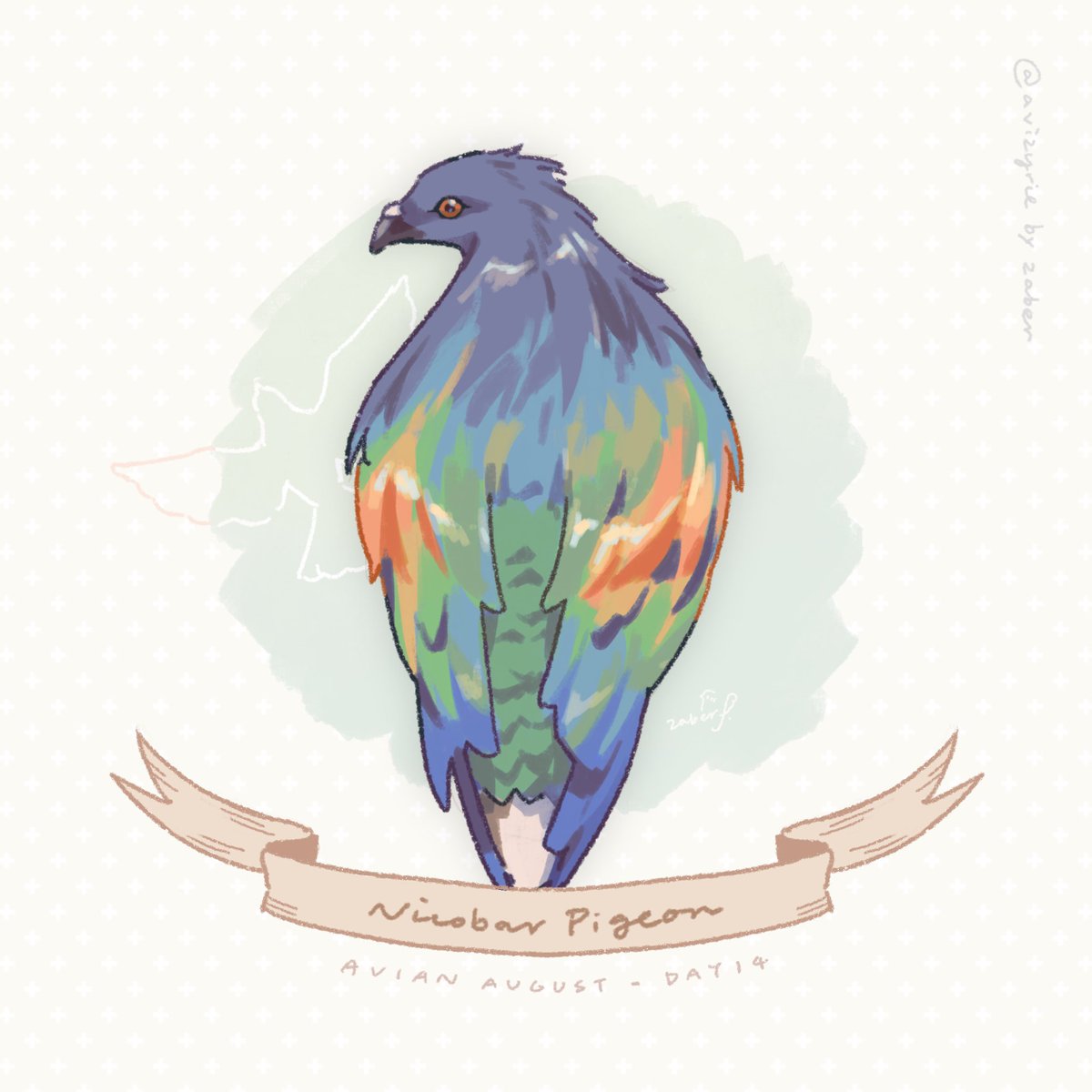 Avizyrie's tweet photo. Day 14 - Nicobar Pigeon
Hippie pigeon 
#AvianAugust #AvianAugust2026 https://t.co/yDtLkvyTkQ