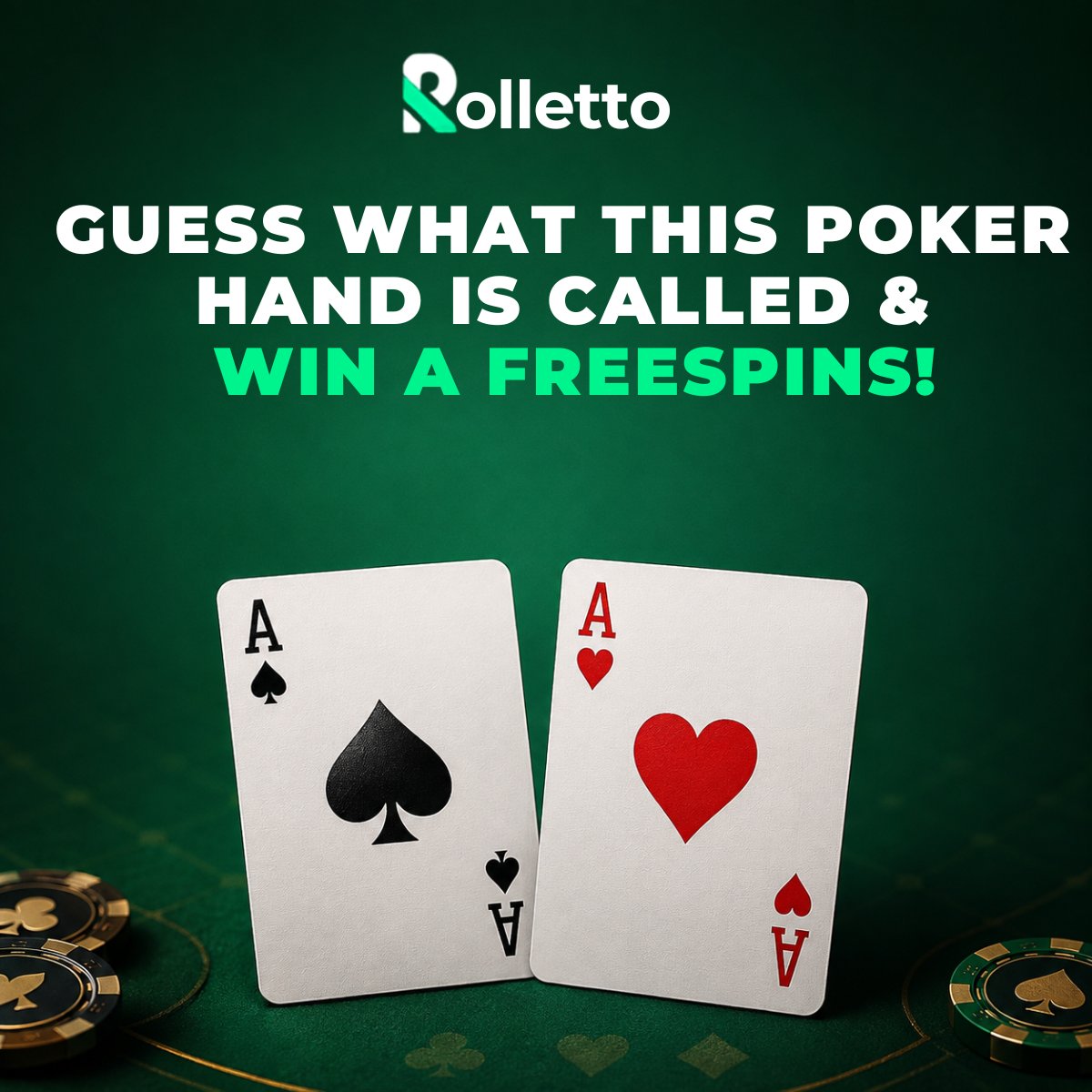 RollettoWorld's tweet photo. 🃏 Think you know poker nicknames?

Guess what this hand is called for a chance to win Free Spins!

play here: https://t.co/LYJB8Knqya

Like, repost, and leave your answer below.
🚀 Follow @RollettoWorld for more rewards and challenges. https://t.co/q33xy68Az8