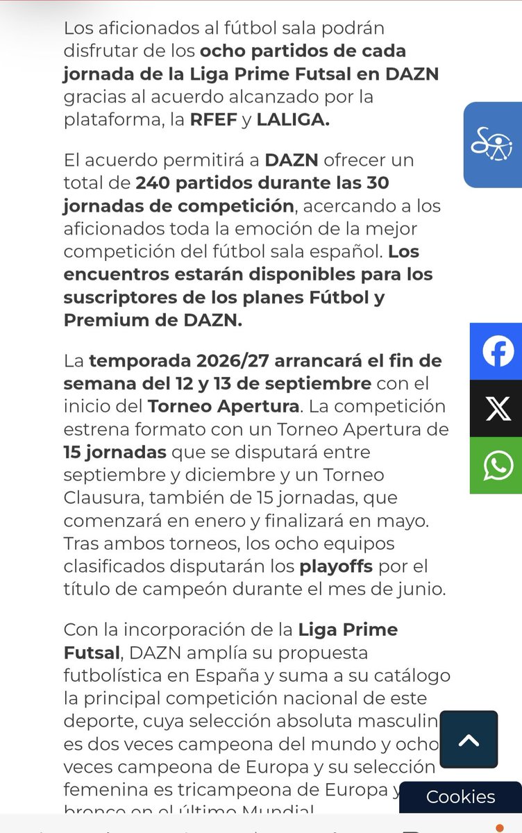GregorioLeonOR's tweet photo. Toda la Primera Division de fútbol sala, en @DAZN 

Cuando la @rfef lo hace bien, se dice. https://t.co/x2DD0tdtJE