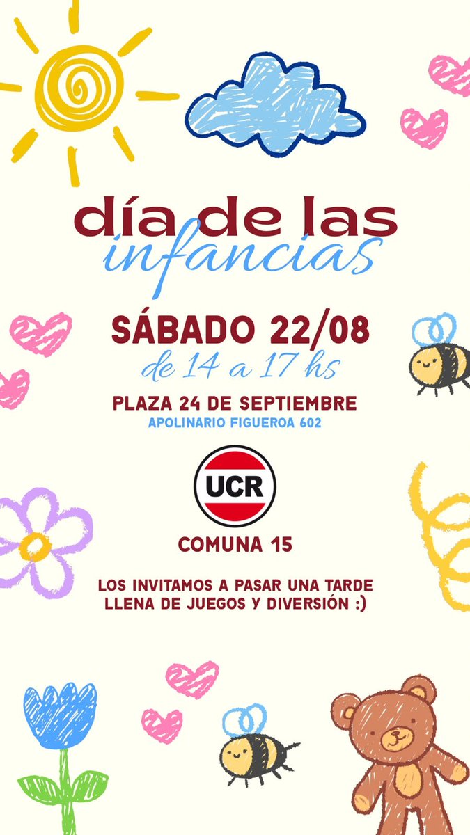 JRcomuna15's tweet photo. Este sábado de 14:00 a 17:00 todo el Radicalismo de la Comuna 15 los invita a festeja el Día de las Infancias en la Plaza 24 de Septiembre
Música, juegos y actividades para todos… además de sorteos, y premios…
Veni a tomar la merienda a la Plaza… Te lo vas a perder…? https://t.co/O2zWtHXRpQ