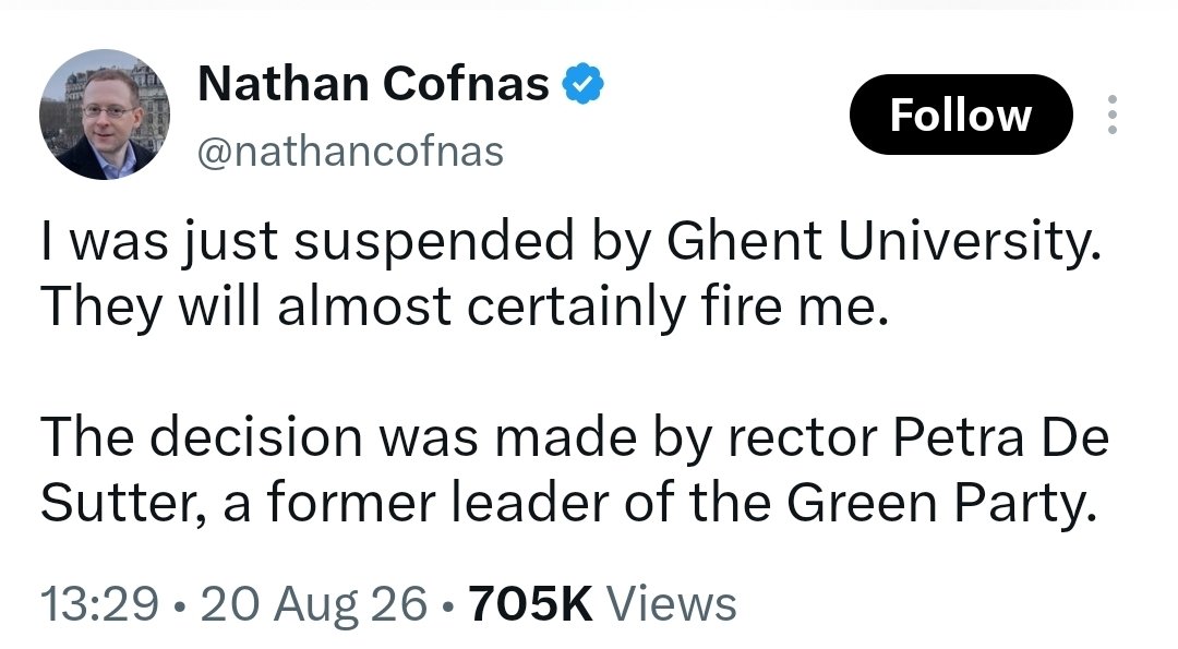 I_amMukhtar's tweet photo. On Tuesday, someone from Ghent University messaged me to say that Nathan Cofnas had been under investigation for about a year and that he would be suspended soon. https://t.co/ekhKUpQ4H6