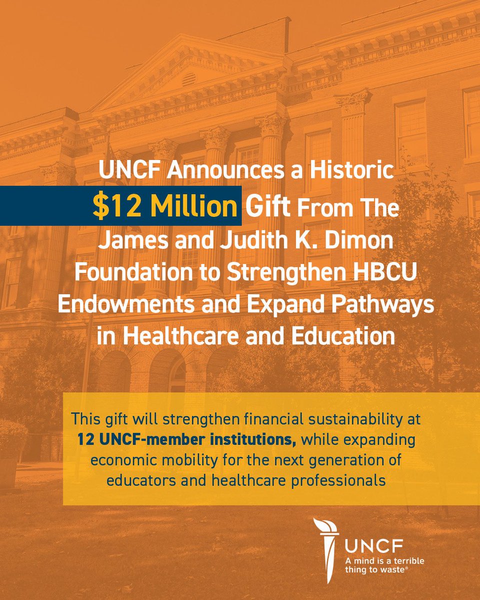 RemmingtonFB's tweet photo. Today is a major win for HBCUs. The DIMON. Foundation gifted 12 MILLION to HBCUs. The LARGEST donation in the foundations history. 

A person win for me: Shepherding this announcement to the world. 😭 https://t.co/nYWG3zVn8v