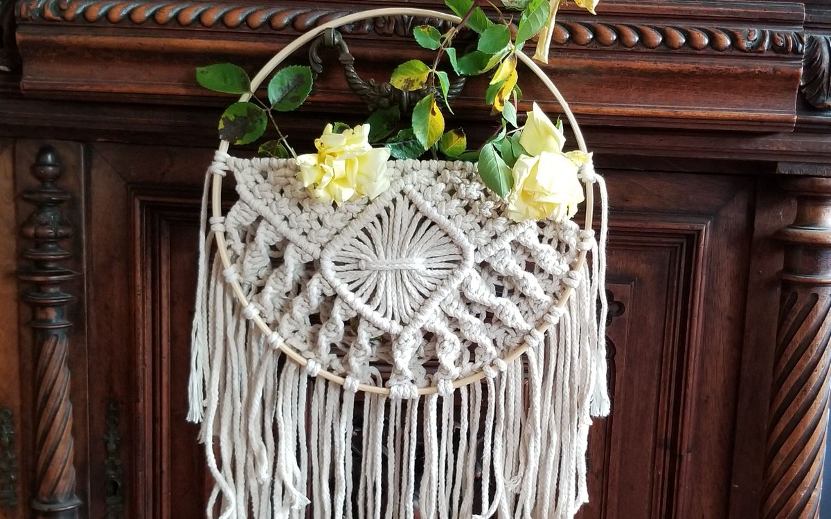 REGZA58's tweet photo. Just finished my first macramé plant hanger using only cotton rope u0026 a few basic knots! No fancy tools needed  Small wins = big crafting vibes https://t.co/Qx3J1n69Og