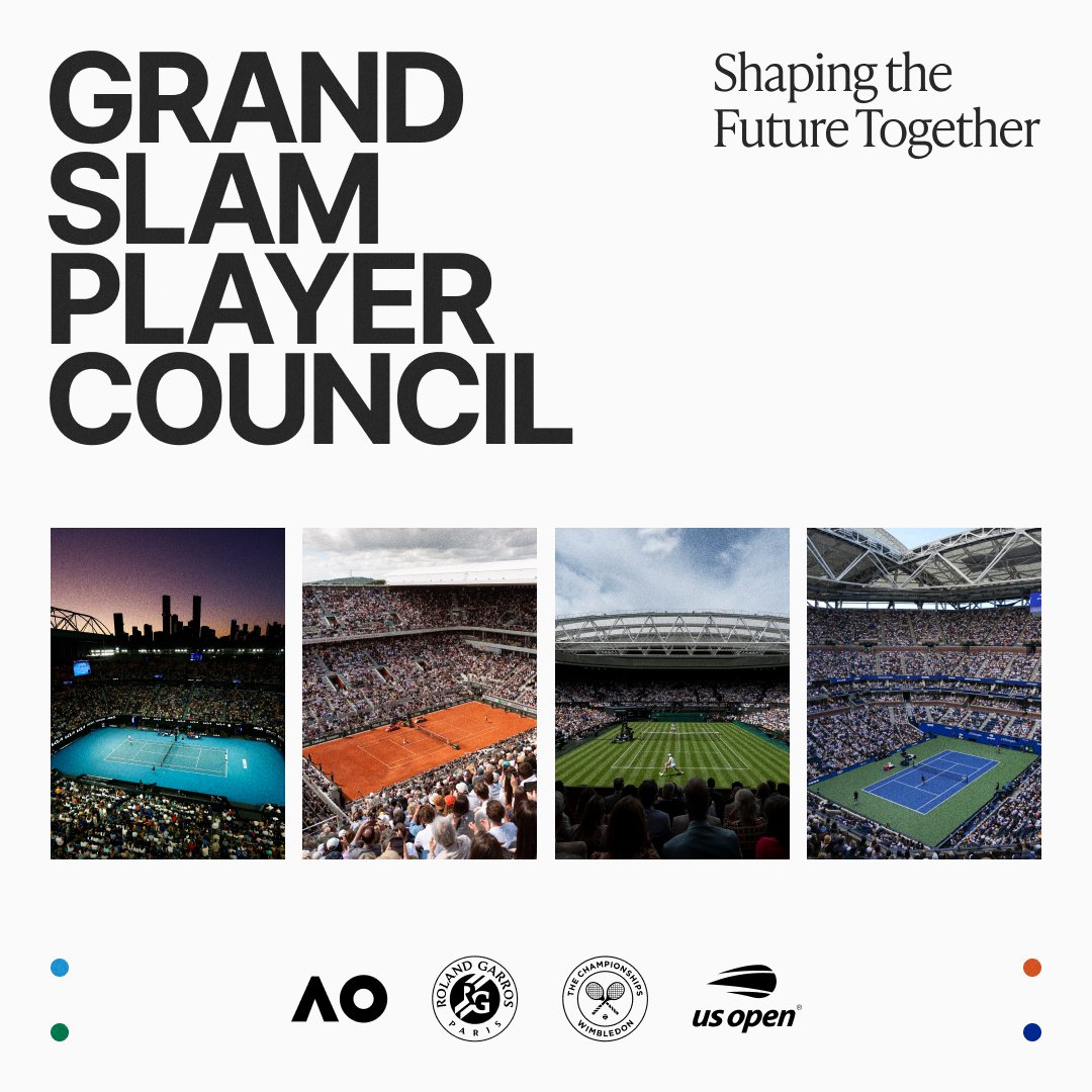 Wimbledon's tweet photo. Introducing the Grand Slam Player Advisory Council, launching after the 2026 US Open. 

The Council will provide a new platform for players and the Grand Slams to work together to shape the future of the tournaments and advance our shared goal of greater player support.

Find out more: https://t.co/FQUTT6wI2y