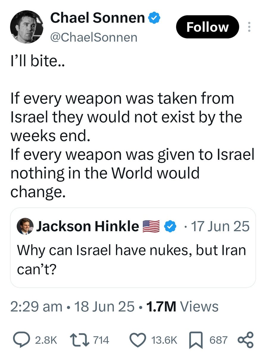 MMA_Zee's tweet photo. Thats👇the reason Chael's been lying about/hating on Islam &amp; other Muslim fighters. He's an open pro genocide hardcore Zionist He acts closeted thus more dangerous than mma guru Y'all should post this &amp; expose him @AOUREDOO @K3vin11Awesome @expertmma97
@MMAJOEYC @PrestigePrince9 https://t.co/dgOd05GMQS