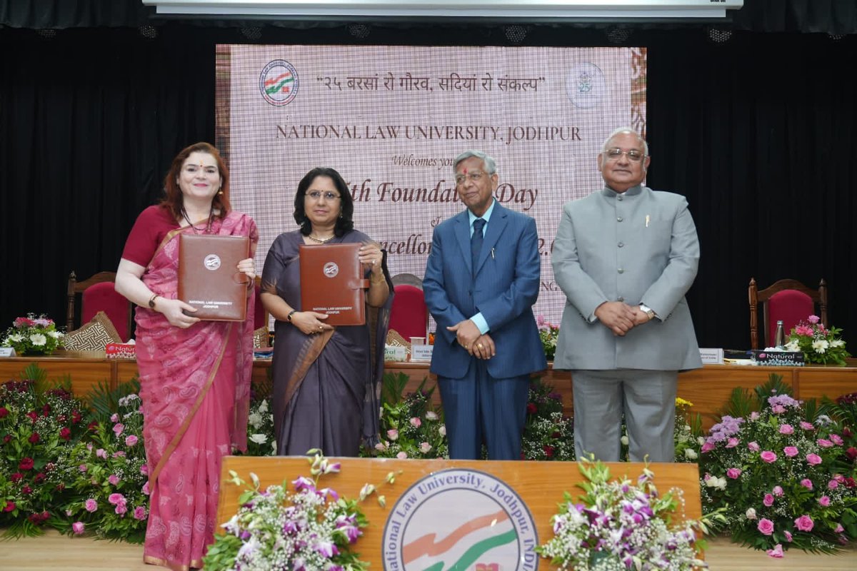 LciDla's tweet photo. The 23rd Law Commission of India signed a Memorandum of Understanding (MoU) with National Law University, Jodhpur on 16th August 2026, during the VC’s Conclave2.0 marking the 25th Foundation Day of National Law University, Jodhpur, to provide each other support in legal research. https://t.co/j5HFNMfeSK
