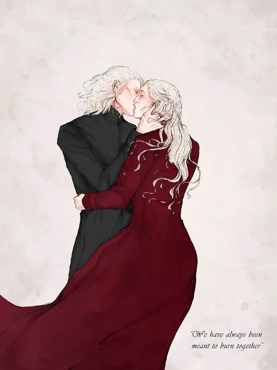 smithcelblondie's tweet photo. “Daemon and Rhaenyra share the blood of the dragon, they’re restless and chaotic.” 

— Daemyra (&amp; Syrax and Caraxes) art by albadepapel https://t.co/Rbe8XKzVLm