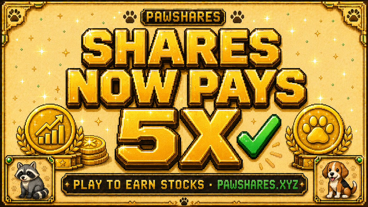 PawShares's tweet photo. Payouts just got 5× bigger. 📈

@flapdotsh rewards claimed. Your pets now generate 5x more stocks.

Play &amp; earn at https://t.co/JYnOk6U4M2 https://t.co/Do7icdNMAc