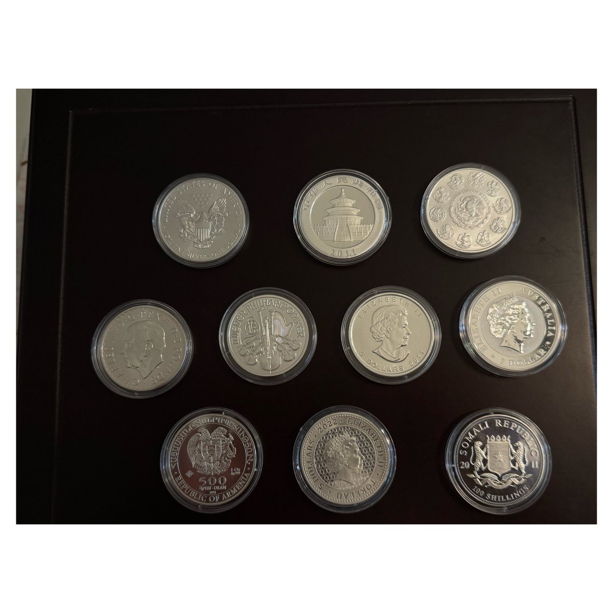 hopeagold's tweet photo. Ten different countries, ten different trade-offs. No single “best” ounce,  just different tools for different goals. Silver stacking. 
More importantly: which coin dominates YOUR stack?

HopeaGold Coins: Coins, History and Precious Metals.
#silver #preciousmetals #stacking https://t.co/EaMNmmdSD3