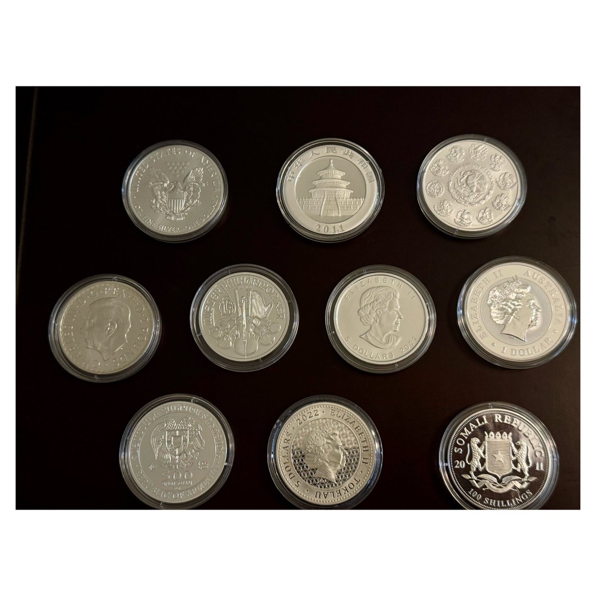 hopeagold's tweet photo. Ten different countries, ten different trade-offs. No single “best” ounce,  just different tools for different goals. Silver stacking. 
More importantly: which coin dominates YOUR stack?

HopeaGold Coins: Coins, History and Precious Metals.
#silver #preciousmetals #stacking https://t.co/EaMNmmdSD3